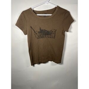 John Galt Nashville Baby T Shirt Brown Short Sleeve Crew Neck Womens‎ Med Top